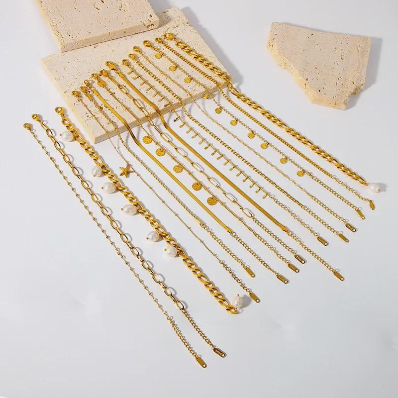 Gold-Plated Stainless Steel Fashion Anklet - Non-Fading Titanium Foot Jewelry