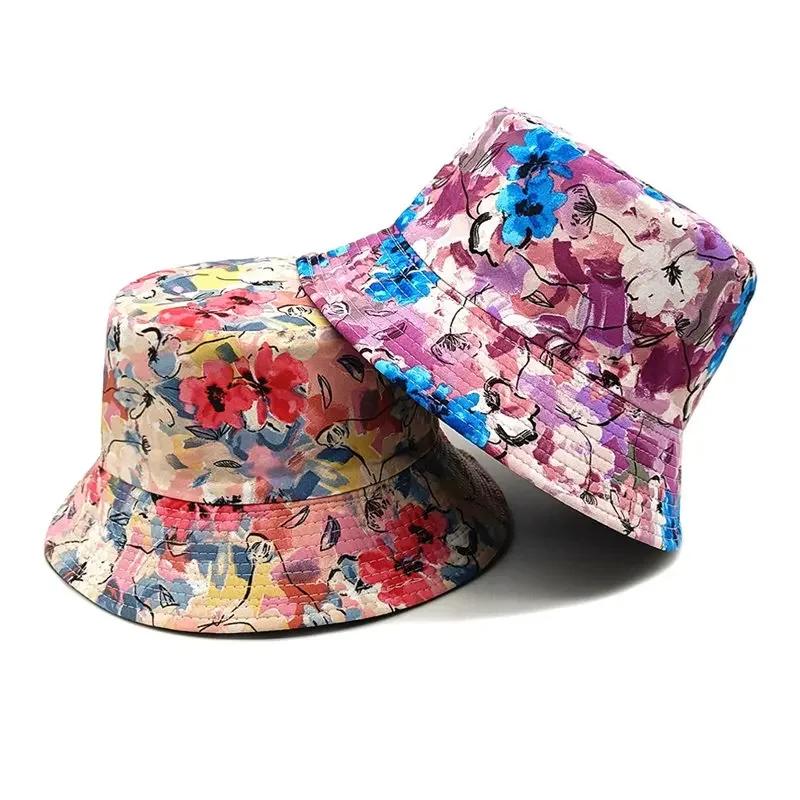Spring and Summer Polyester Print Bucket Hat Fisherman Hat Outdoor Travel Sun Cap for Men and Women 169