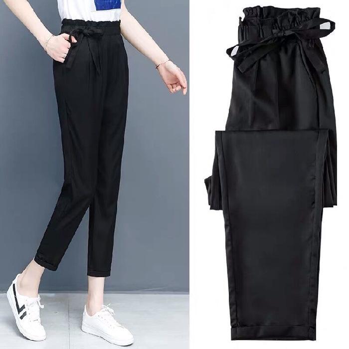 

Женские брюки-морковь облегающего кроя - Корейский стиль, гаремные длиной девять точек, с талией-бутоном L