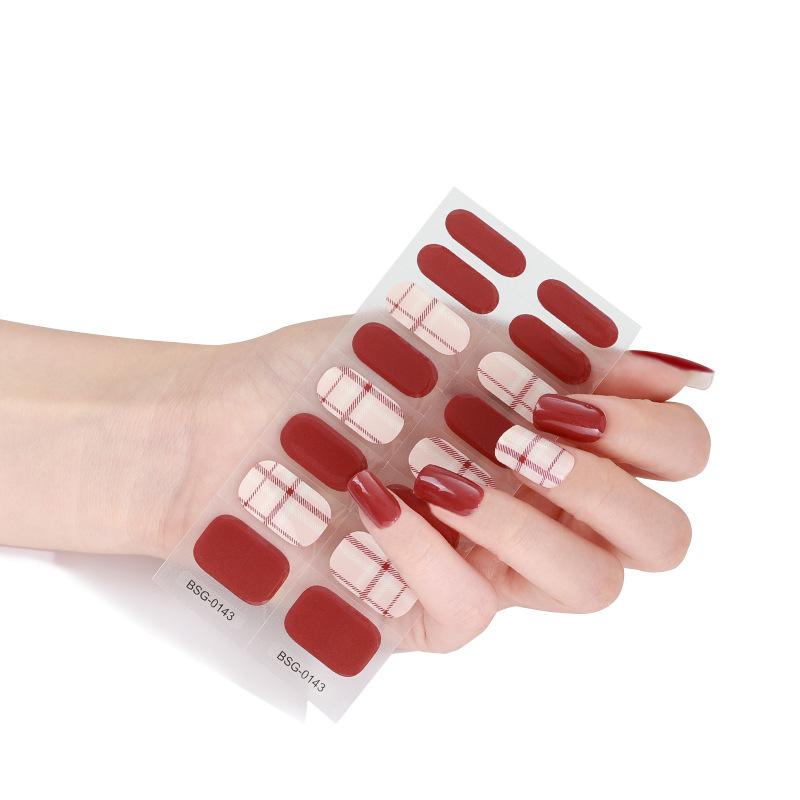 Japanese Gel Manicure Stickers Nail Stickers 3d Bronzing Light Therapy Nails Checkerboard Nail Stickers