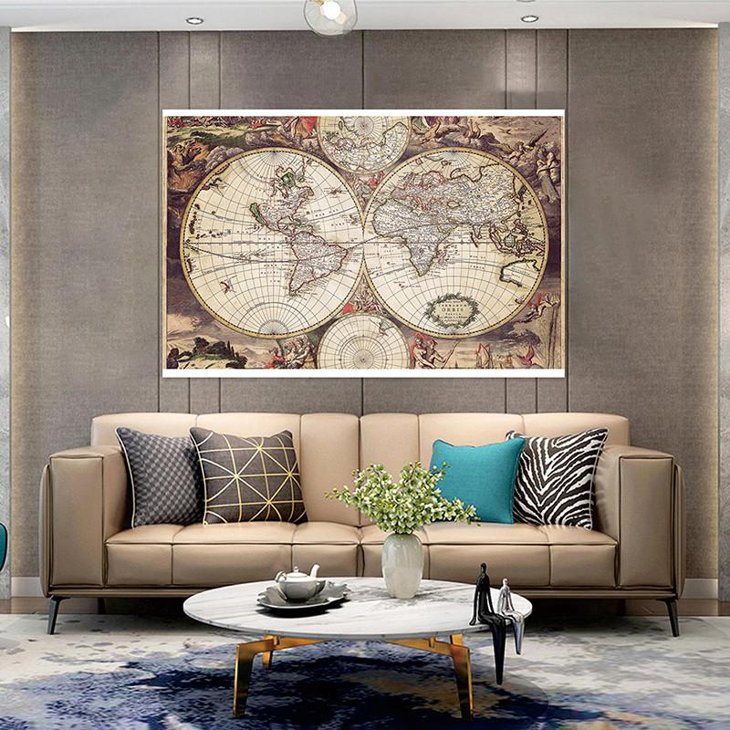 Vintage Deko Poster Karte auf Englisch Mittelalterliche Lateinische Kunst Malerei Wohnzimmer Arbeitszimmer Zubehör, Reise-/Bildungswerkzeug