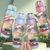1PC Conch Shell Beach Scenery Print 750ml Color Plastic Sports Water Bottle Leakproof Flip Straw Lid Suitable for Sports Office Home Use