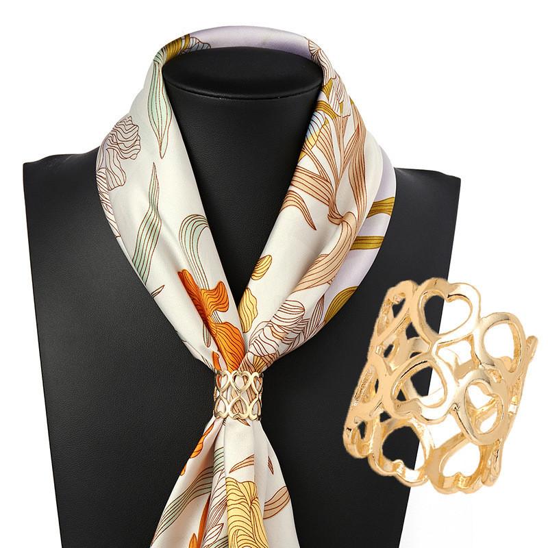 Elegant Double-layer Heart Scarf Ring Smooth Alloy Design For Women In Gold And Rose Gold