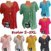 Large Size, Floral Top, V-neck, T-shirt, Loose Fit, Short Sleeved, Printed T-shirt