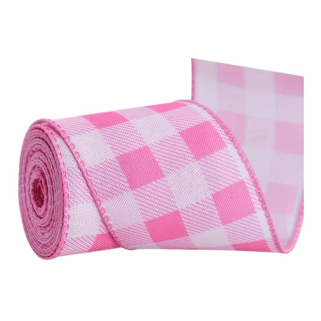 Stylish And Pink White Checked Fabric Ribbon For Unique Event Decorations Crafts And