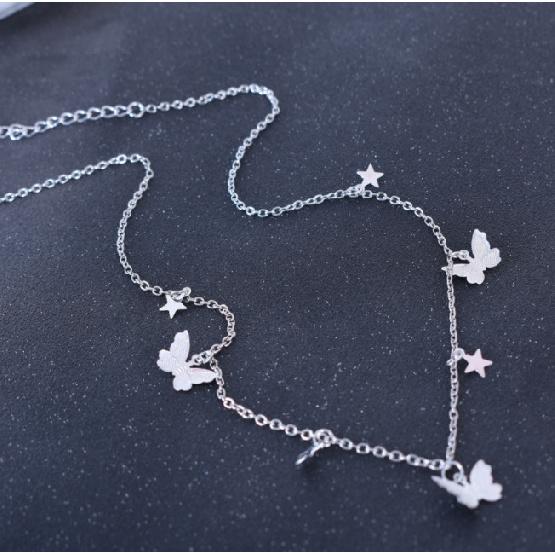C207 Hot-Selling Sequin Star Butterfly Necklace Fresh Style Love Romantic Chain Necklace Lock