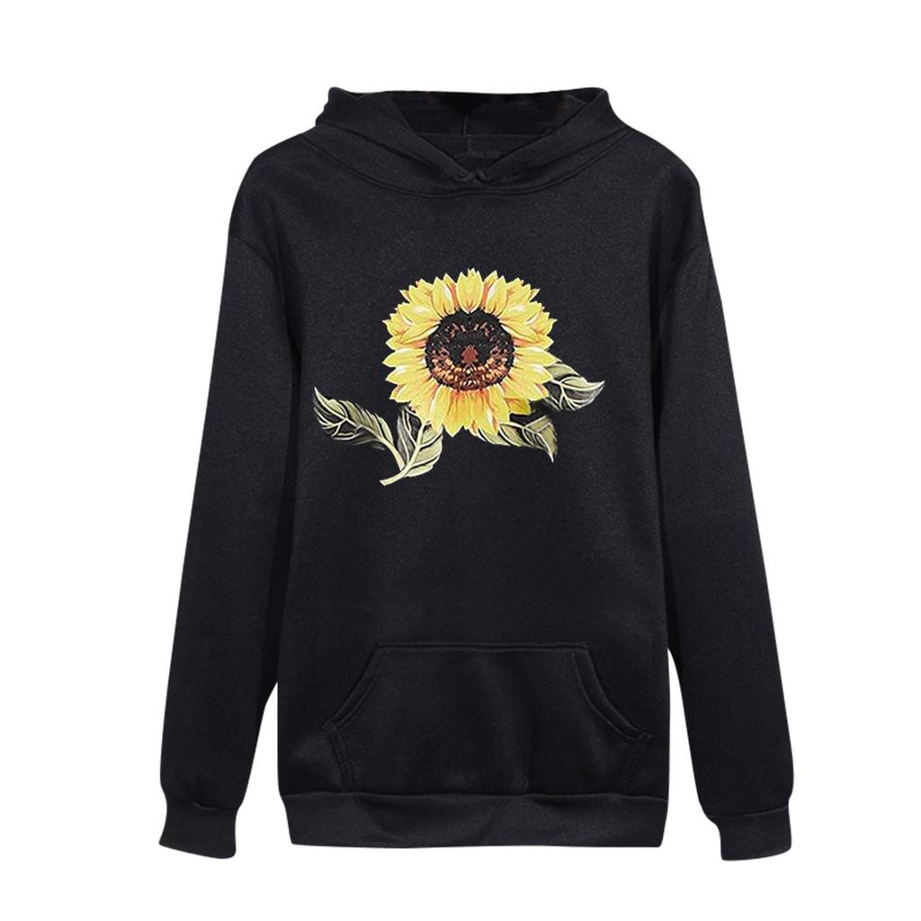 Women SunFlower Printed Pullover Sweatshirt Long Sleeve  Sweatshirt Top