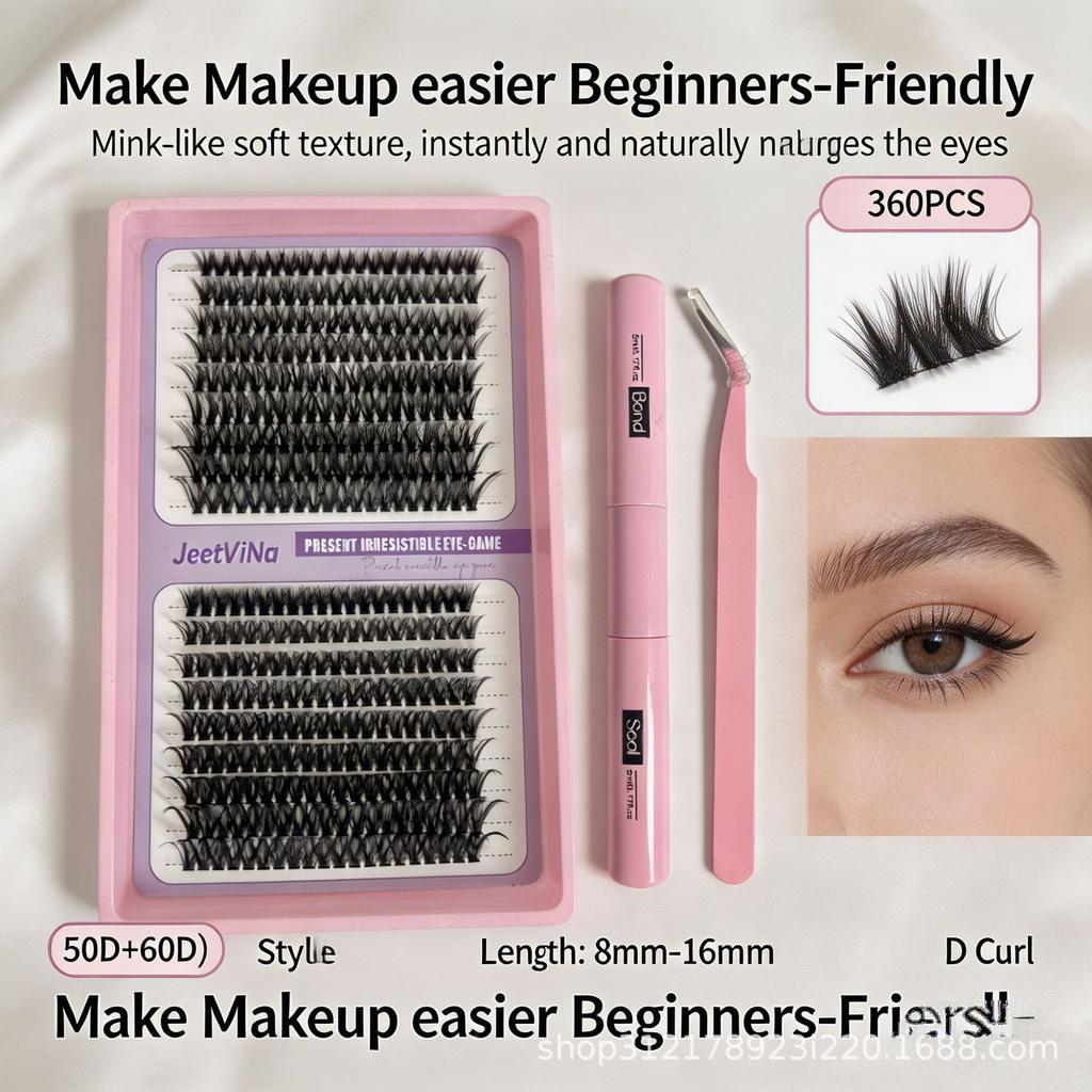 False Eyelash Set Glue Single Cluster Dense Glue-Free Exaggerated Super Long Whole Large Capacity Eyelash Book
