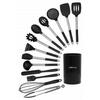Mora 14 Piece Stainless Steel Silicone Tip Spatula Kitchen Set Black