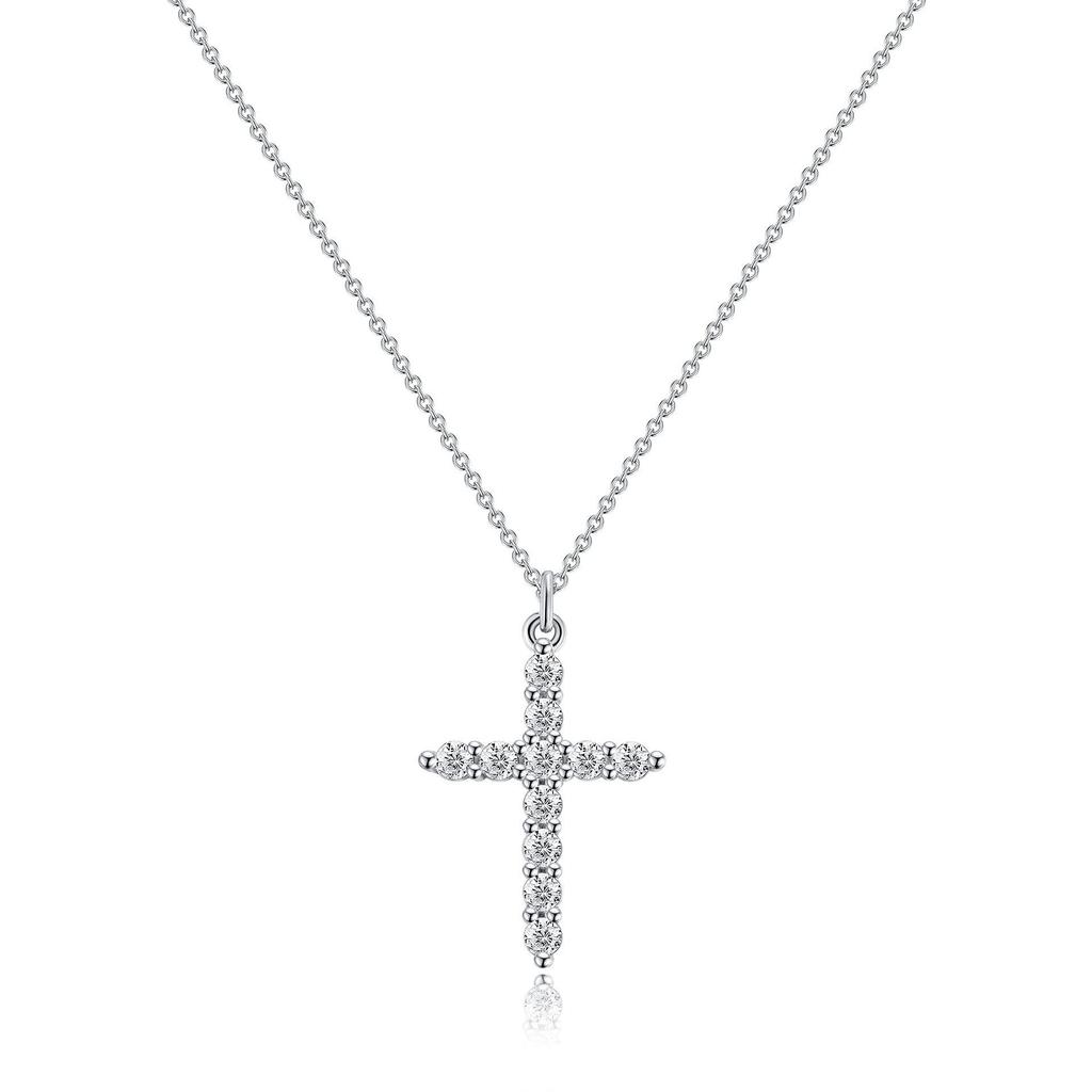 Women Hip Hop Full Diamond Cross Necklace Classic Personalized Collarbone Chain Durable Fashion Jewelry Gift