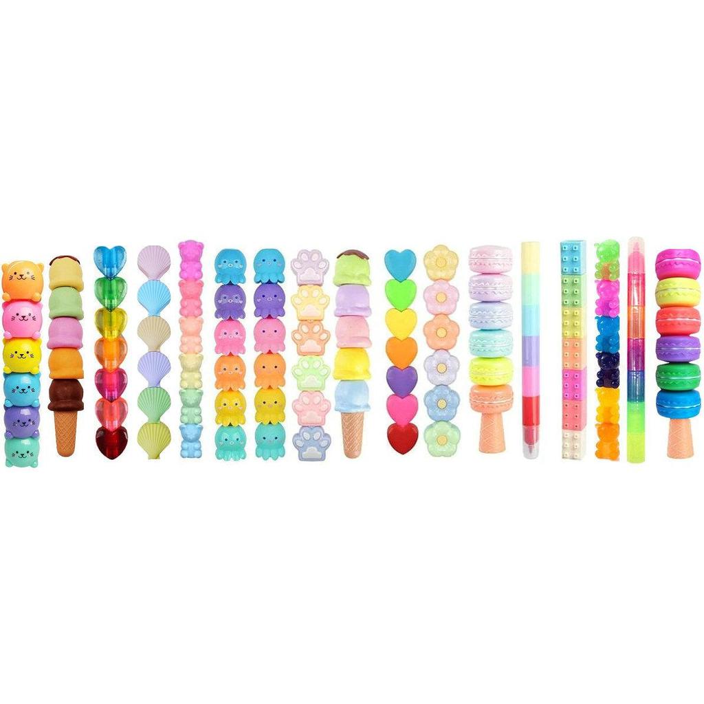 Colorful Animal-Themed Stress Relief Markers: Flexible Decompression Art Supplies for Kids with Sleeves and Fluorescent Planner Pens.