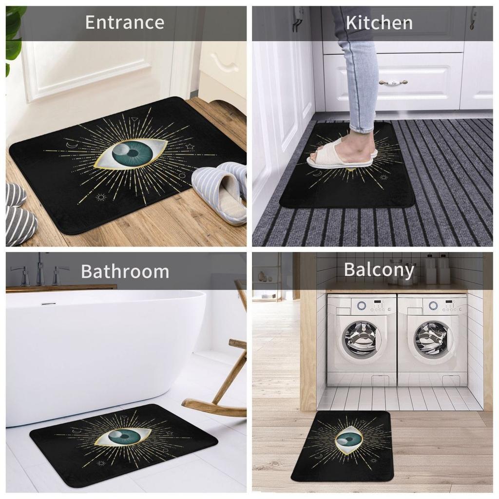 Greek Evil Turkish Eye Housewarming Welcome Doormat Front Door Mat Porch Outdoor Indoor Entrance Floor Entryway Rug Absorbent