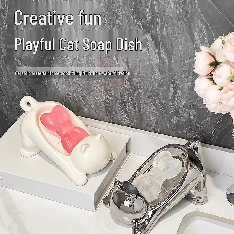 Speciál pro nováčky: Mýdlenka Kočka Plivající Vodu - Odvodňovací Držák pro Domov, Studenta nebo Kolej.