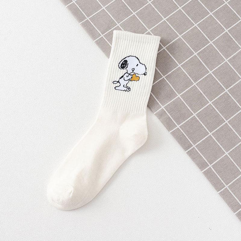 Snoopy Korean Style Mid-Calf Sports Socks - Autumn/Winter, High-Top, Comfortable, Trendy, College Style