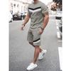 Summer Two-piece Men's Casual Pattern Printed Short Sleeved T-shirt and Sports Shorts Set, Sports Set, Fitness Light