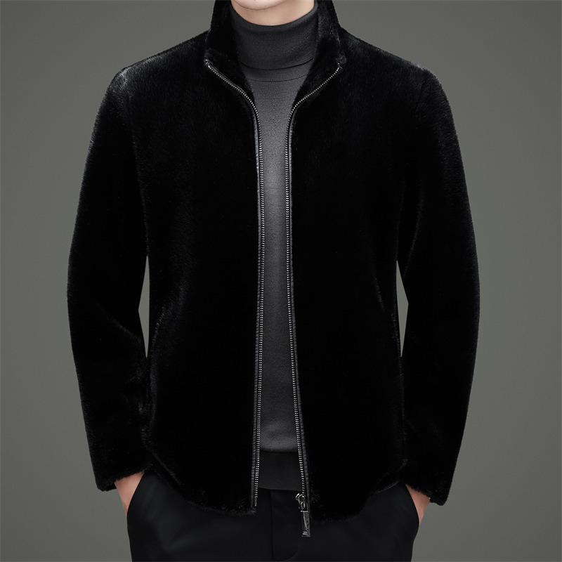 

Men s Winter Business Fashion Stand Collar Fur Coat - Short, Casual, Versatile, Light Luxury Outerwear 180