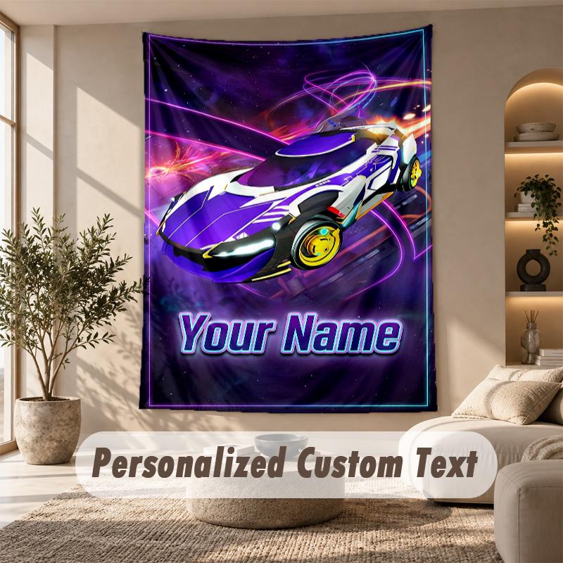 Arazzo Rocket League, Testo Personalizzato Personalizzato, Arazzo da Appendere a Parete per Soggiorno Decorazione Murale per la Casa