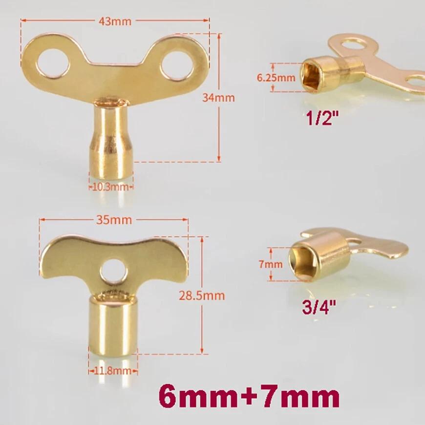 2Pcs/lot Metal Clock Type Plumbing Switch Keys For Faucet And Water Tap Key 6mm 7mm