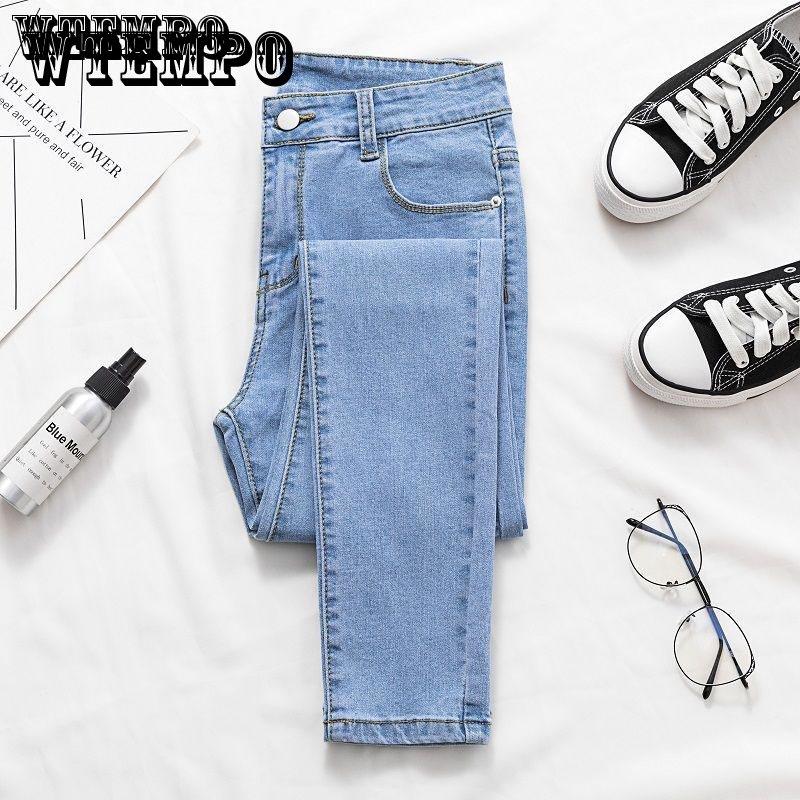 

womens Случайные Твердые Высокая Waist лодыжки Длина прямые джинсы