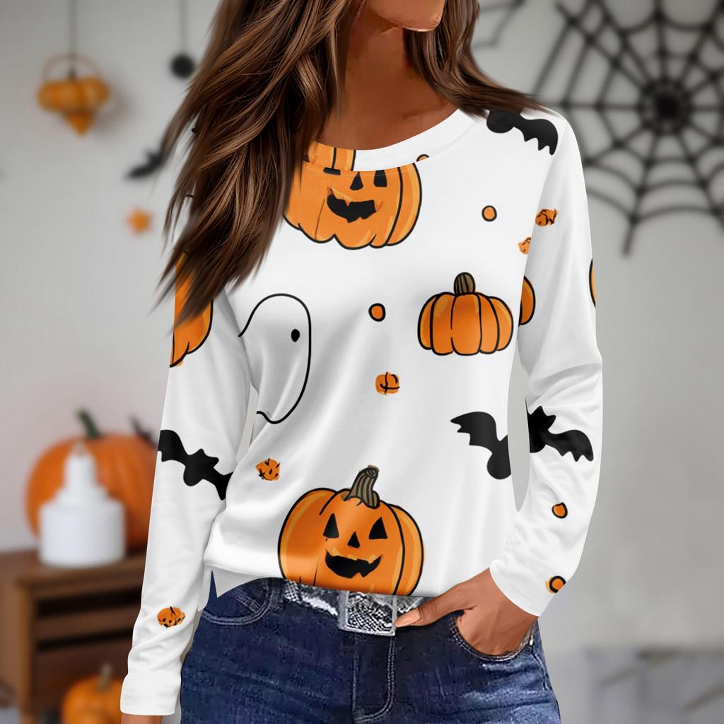 Women's Daily Casual Long-sleeved Printed O-neck Top