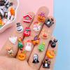 30Pcs New Cute Resin Cartoon Halloween, Christmas Collection Flat Back Manicure Parts Embellishments For Hair Bows