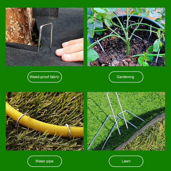 100 Pcs Landscape Staple Galvanized Steel Garden Stakes U-Shaped Pins for Geotextile Lawn Patio Landscaping Fabric Barrier Irrigation Tubing