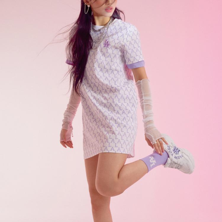 New MLB Short Sleeved Dresses Women's White 31OP04111-07W