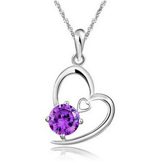 Copper-Plated Silver Women's Clavicle Necklace with 'I Love You' Crystal Pendant, Korean Style
