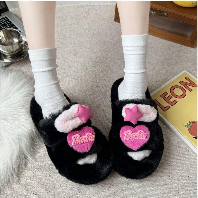 Premium rabbit hair cute new cotton drag feeling small fragrance fluffy plush fried street sweet girl tide slippers outside wear