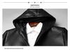 Men's Genuine Lambskin Hooded Leather Jacket, Slim Fit, Mid-Length Outerwear
