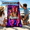 Asciugamano da Spiaggia Personalizzato con Nome KPop Hunters Print, per Viaggio Campeggio Festa in Spiaggia Decorazione Casa, Regalo di Compleanno per Famiglia e Amici