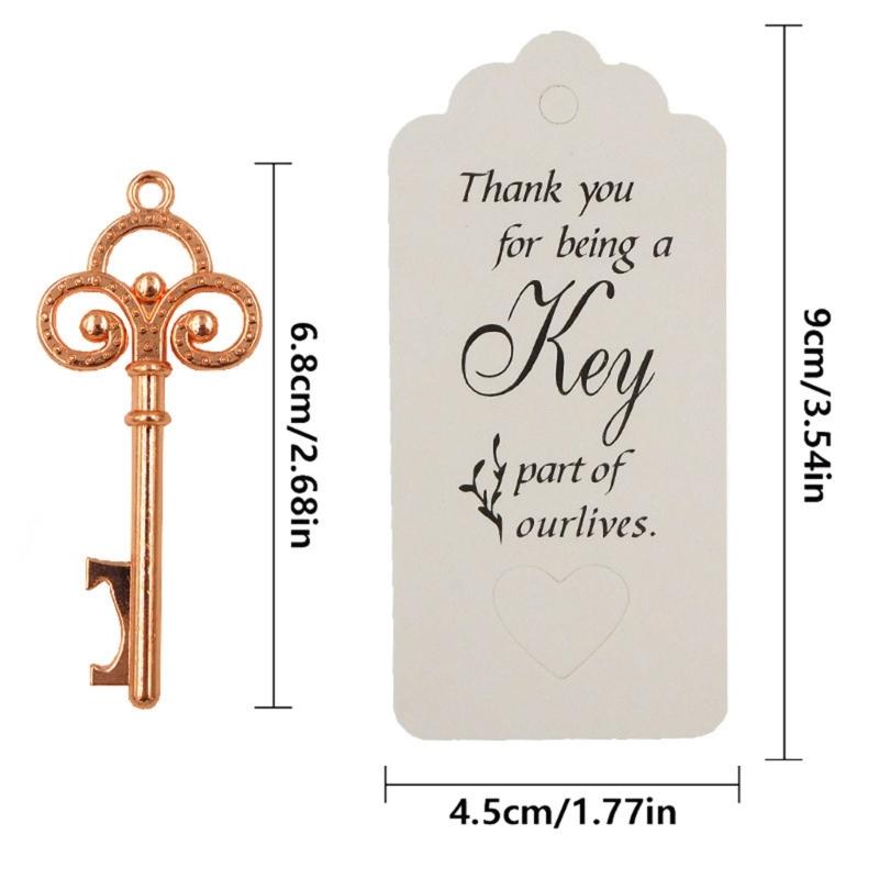 20pcs Skeleton Key Bottle Opener with Card Tag Bridal Shower Party-Favor Souvenir-Gift for Guests Wedding Party Decor