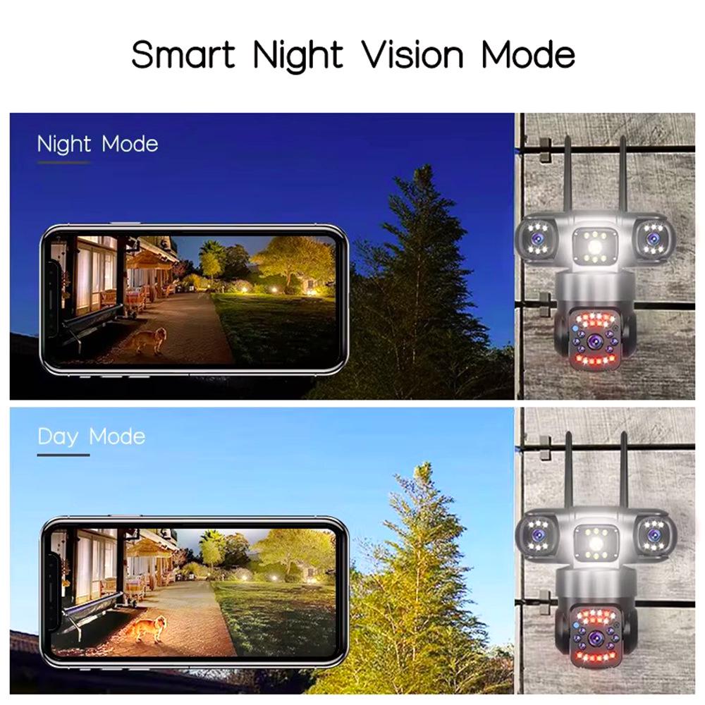 4G WiFi Remote Surveillance Camera with Triple-Lens for Outdoor Use