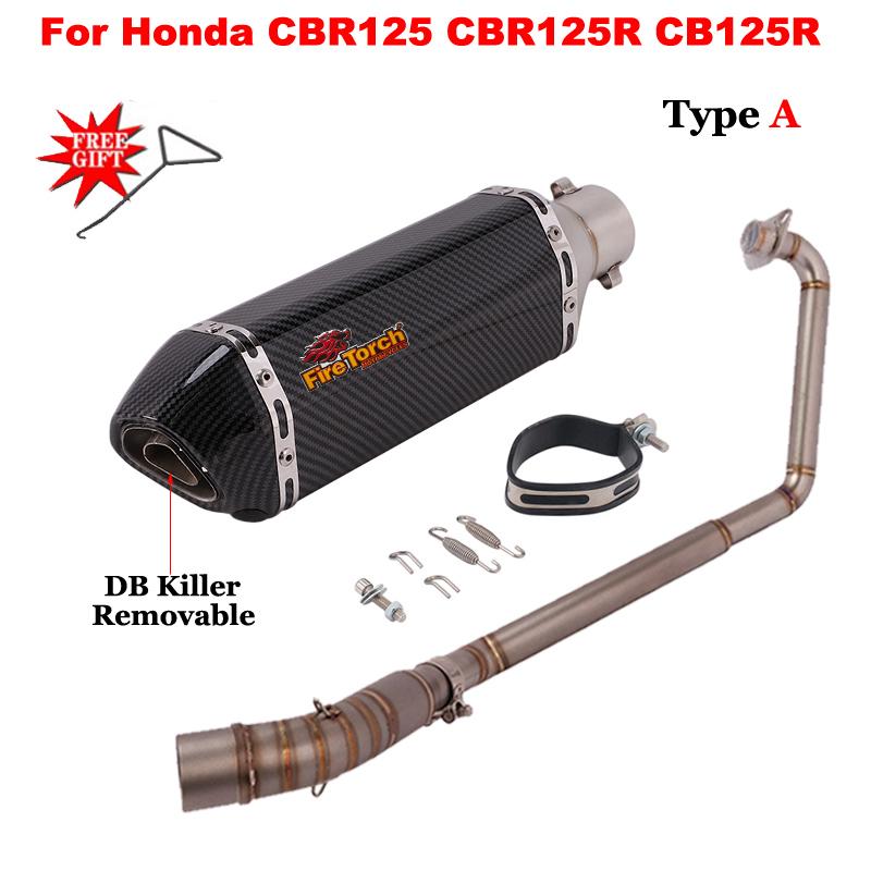 Slip On For Honda CBR125 CBR125R CB125R CBR 125 Motorcycle Exhaust System Front Link Pipe Muffler Escape Removable DB Killer