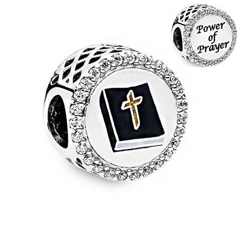 Faith Blessed Modlitba Cross Charm Bead Fit Originální módní náramek Diy pro dámské šperky