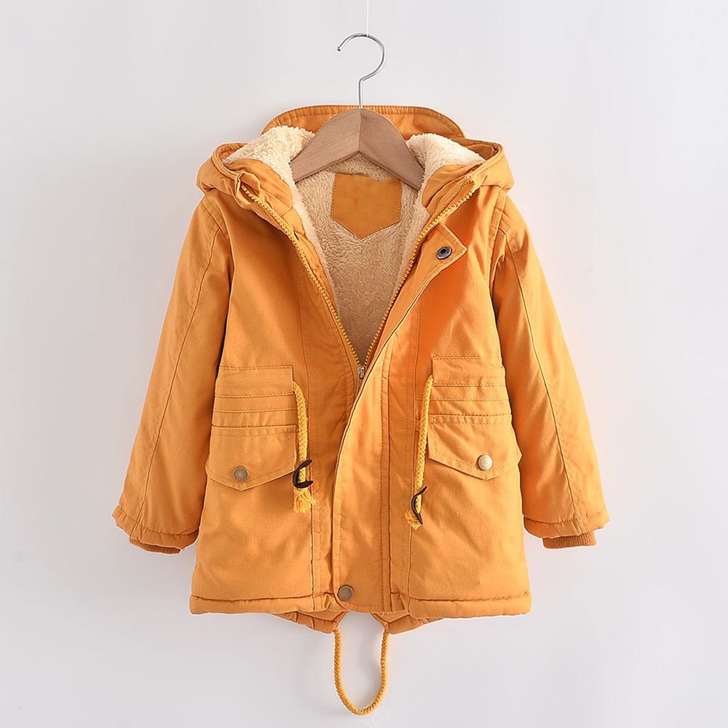 Children's Solid-color Thickened Coat Jackets For Girls And Boys