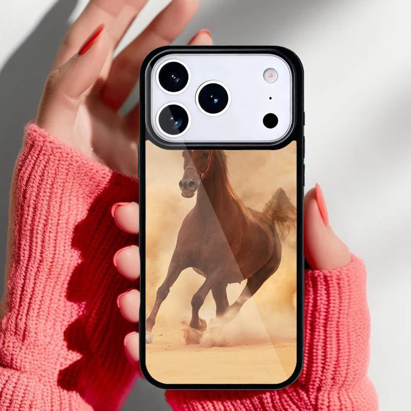 Beautiful Elegant Brown Horses Phone Case for iPhone 17 16 15 14 13 Pro Max Back Cover for 12 11 Pro Coque