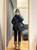 Black gold down jacket women's short annual new white duck down, thin waist black winter coat
