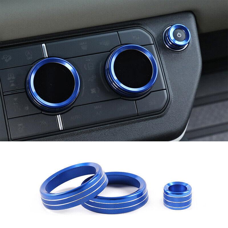 Central Console Ac Knob Cover Trim Fit For Defender 110 - Blue Aluminum