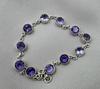 Amethyst 925 Sterling Silver Gemstone Bracelet Natural Purple Gemstone Oval Link Jewelry
