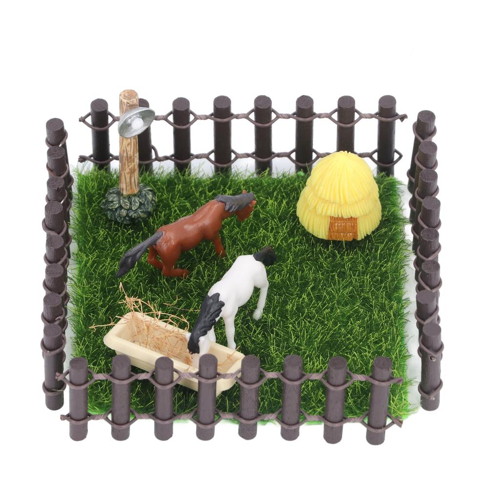 1 : Model Stajni dla Koni Ogrodzenie Skala 12 Model Zagrody Miniaturowej Model Toru Wyścigowego Dekoracyjny Zabawki Małej Stajni dla Koni