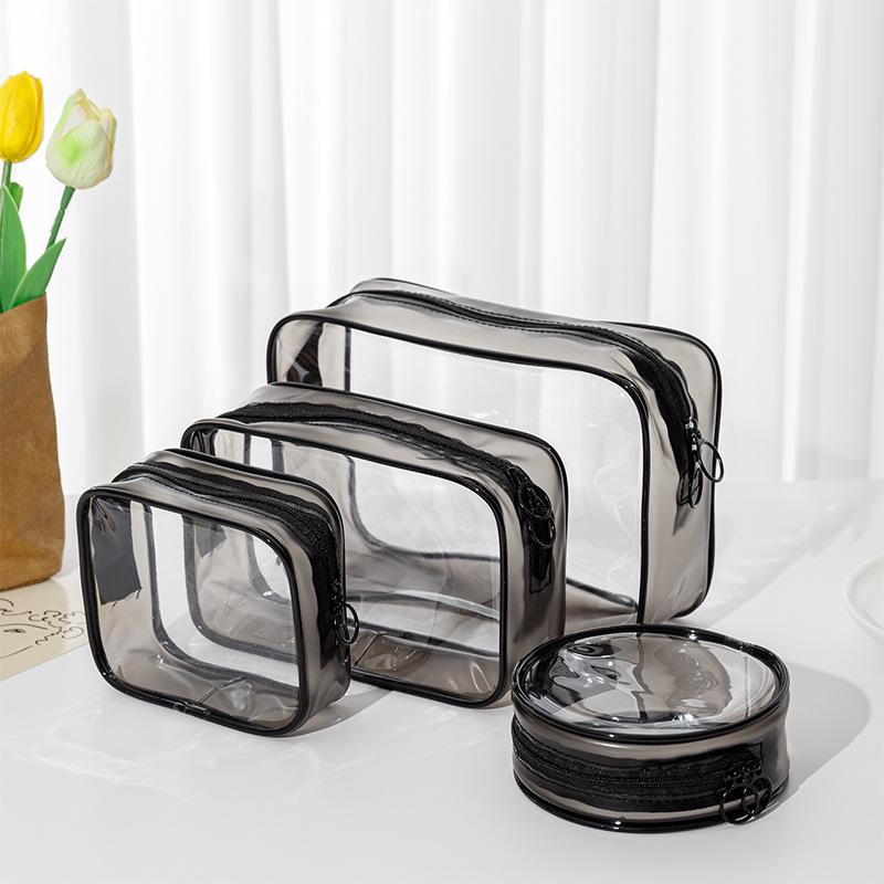 

PVC Transparent Waterproof Makeup Bag - Portable Toiletry Storage Solution Small: 12*11*4.5cm чорний