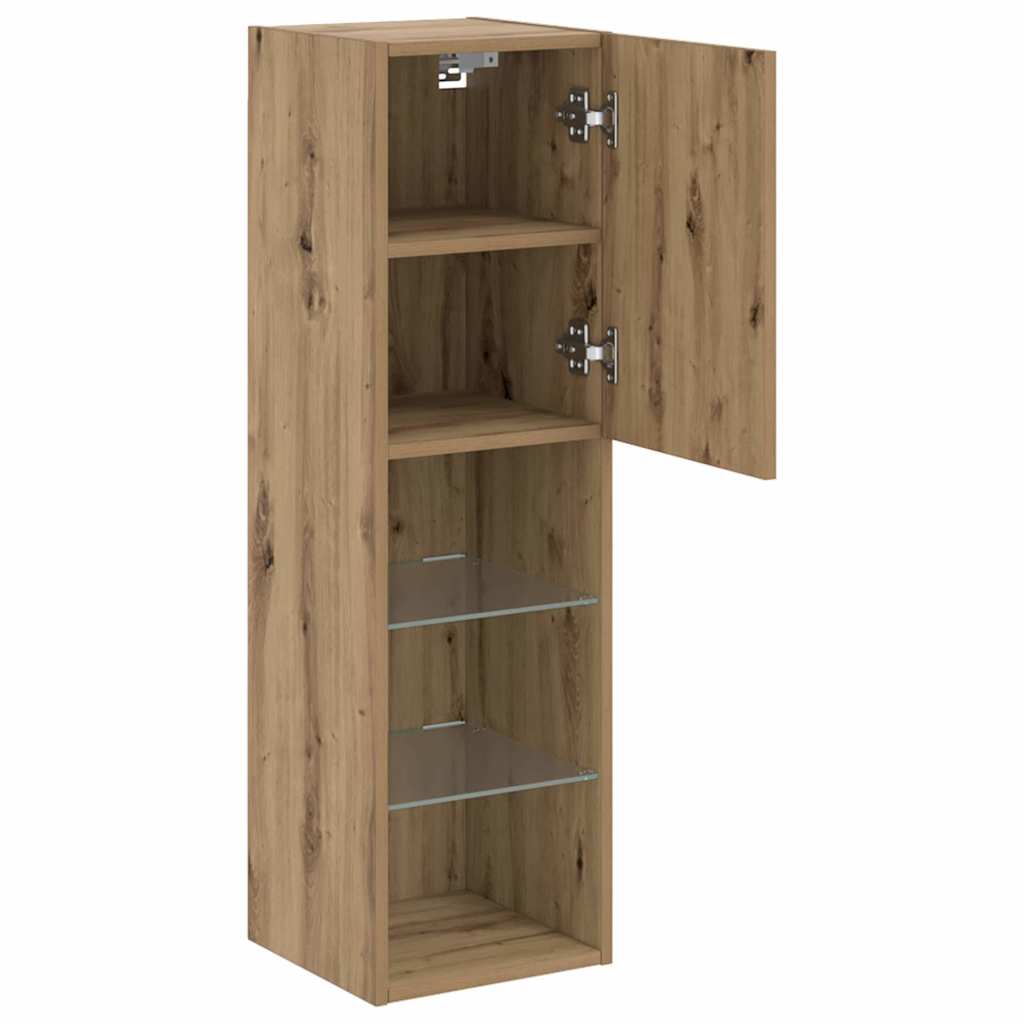 Vidaxl Szafki Tv, Z Led, 2 Szt., Dąb Artisian, 30,5X30X102 Cm