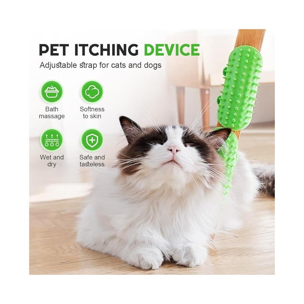 Cat Personal Groomer Corner Scratcher, Silicone Brush & Interactive Toy for Indoor Cats (Yellow, 1PC) – Compatible with all cats