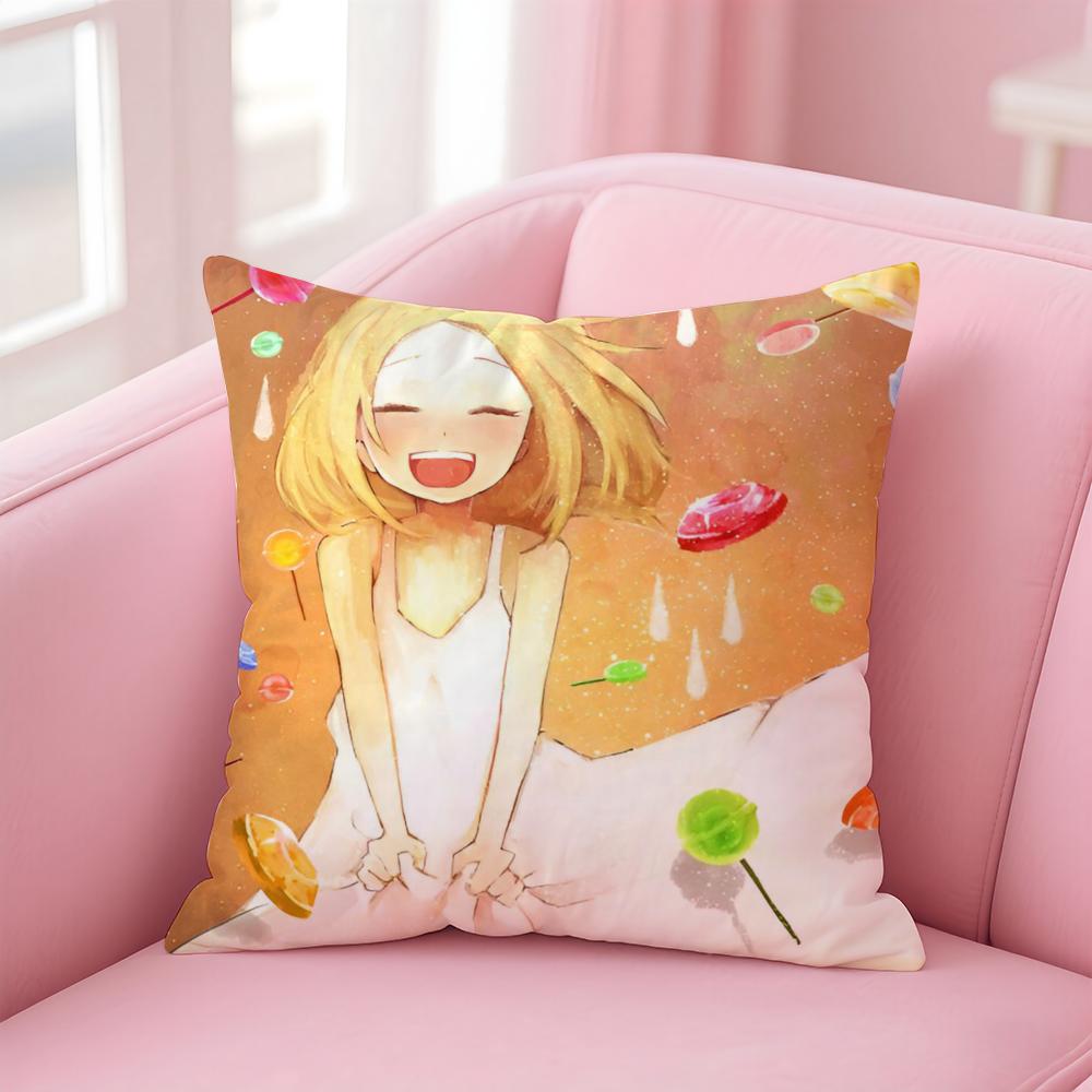 Cute Heartwarming Anime BBunny Drop Cushion Cover Pillowcase Short Plush Invisible zipper Room Sofa Cushion Cover