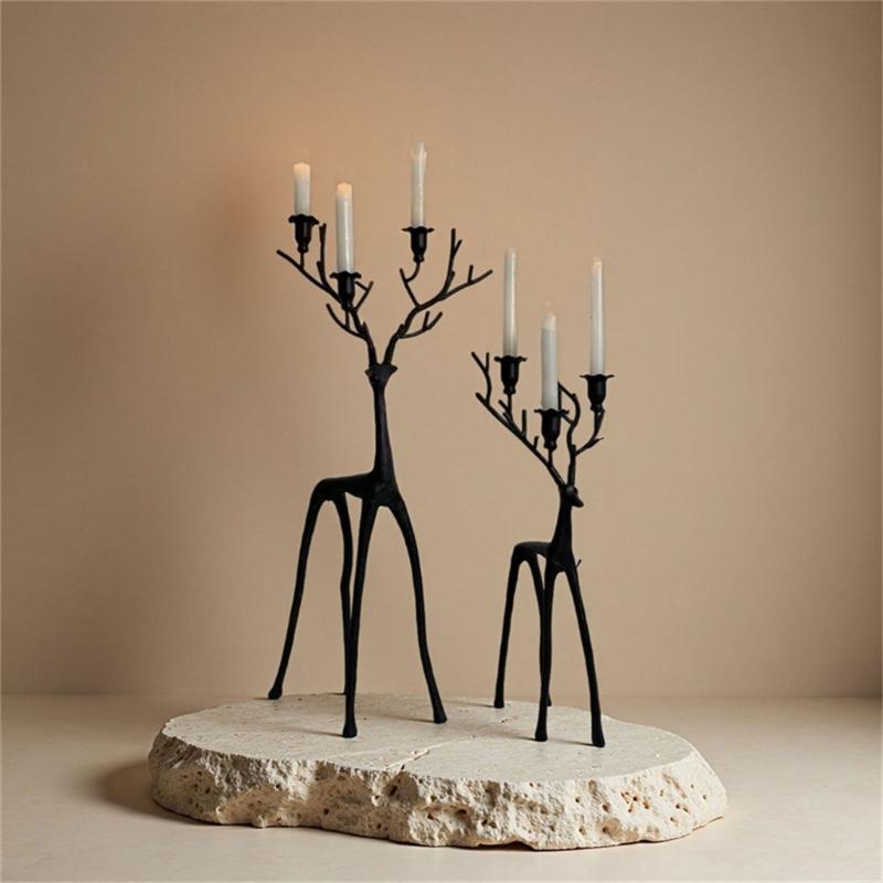 Iron  Deer Candle Stand Multi Functional Table Decoration Holiday Ornaments For Christmas Display