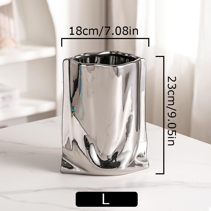 1PC Gold Plated Vase Creative Flower Vase Luxury Aesthetic Room Decoration Ornament for Living Room 3 Sizes