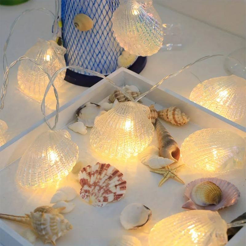 1PC 20LEDs Atmosphere Shell String Lights Battery Powered Fairy Lights Romantic Decorative Lamps For Room Wedding Party Camping