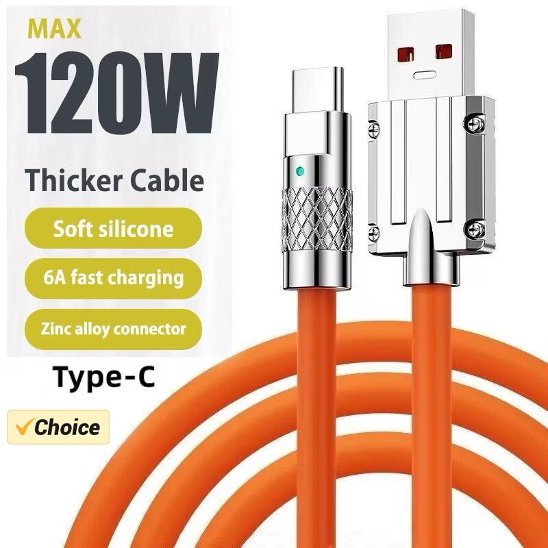 120W Super Fast Charging Cable PD Tyep C Liquid Cable Quick Usb Type C Charger Cable Phone Data Wire for Google Pixel 10a USB