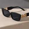 Retro Style Black Small Frame Metal Chain Feet Ladies Fashion Sunglasses Party Holiday Beach Glasses